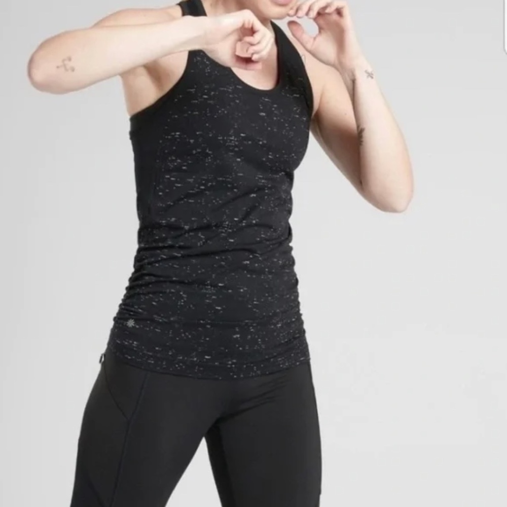 Athleta Speedlight Speckle Racerback Tank Top Black S